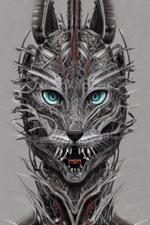 Prompt: detailed portrait artwork of a biomechanical lynx by subjekt zero