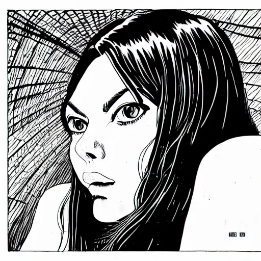 Image similar to Mila Kunis on the bus by Junji Ito