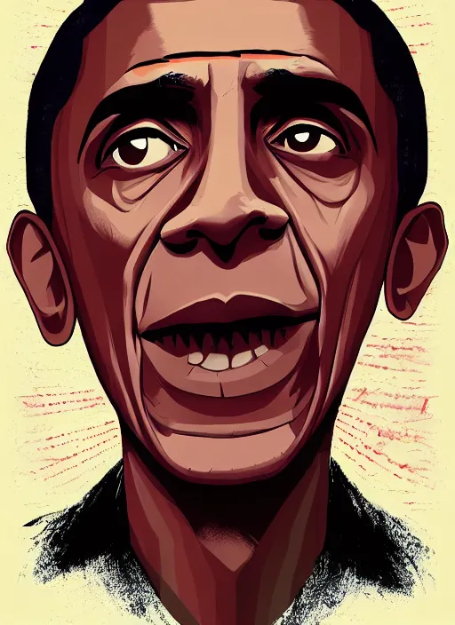 Image similar to obama in the style of jamie hewlett, digital art, trending on artstation