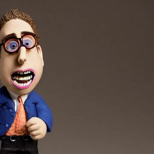 Image similar to a claymation figure of jonah hill, designed by tim burton, studio photography