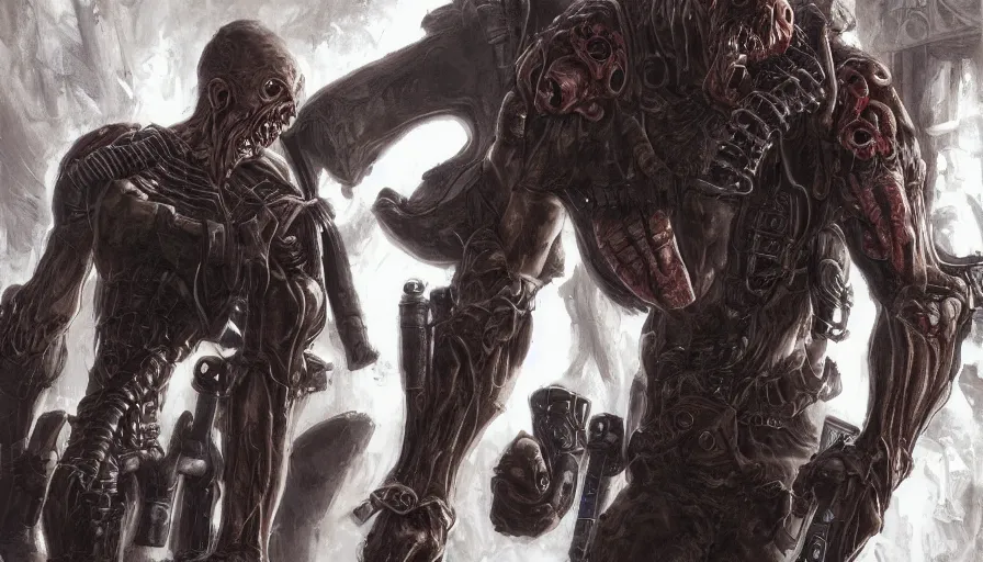nemesis from resident evil 3 by james gurney,, Stable Diffusion