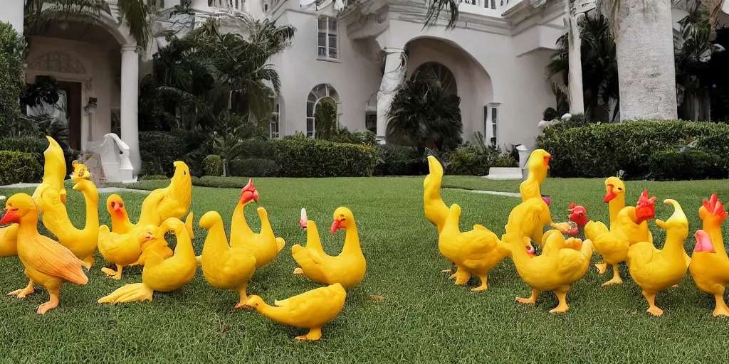 Prompt: FBI raid on Trump's home at Mar-a-Lago finds hundreds of rubber chickens