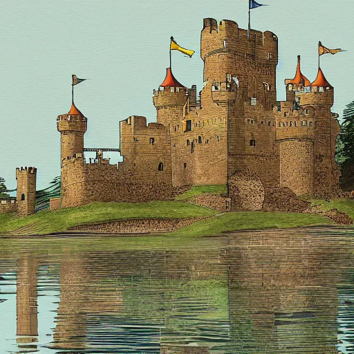 Image similar to Illustration of a medieval castle on a floating island