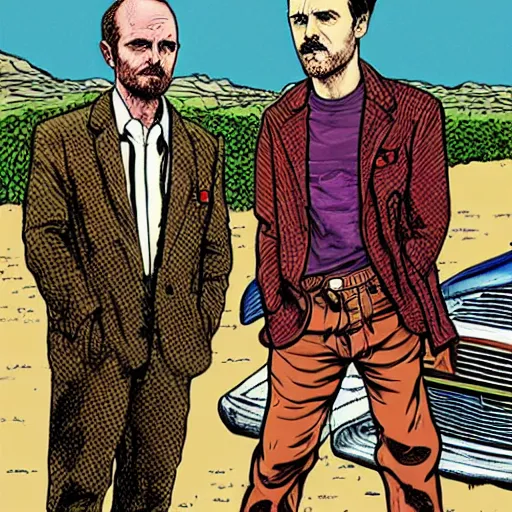 Image similar to The Artwork of R. Crumb and his Cheap Suit Breaking-Bad-Jesse-Pinkman, pencil and colored marker artwork, trailer-trash lifestyle