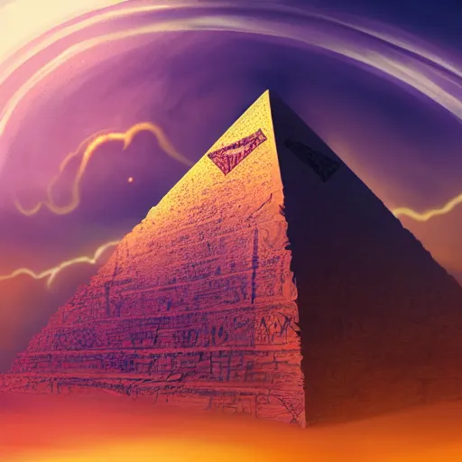 Prompt: the all seeing pyramid!! eyes watching over all of humanity and history and time and space, concept art, digital painting, trending on artstation, illustration, matte painting,