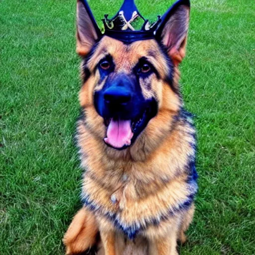 Prompt: German Shepherd with a crown