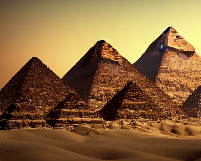 Image similar to pyramids of egypt, octane render, cgsociety, high detailed, 8 k, cinematic composition, detailed shading