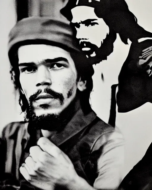 Image similar to Portrait of Jayson Tatum, Jayson Tatum as Che Guevara, Guerilla Heroica, Black and White, Photograph by Alberto Korda, inspiring, dignifying, national archives