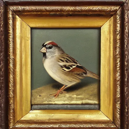 Prompt: a sparrow, oil painting, by Diego Velázquez