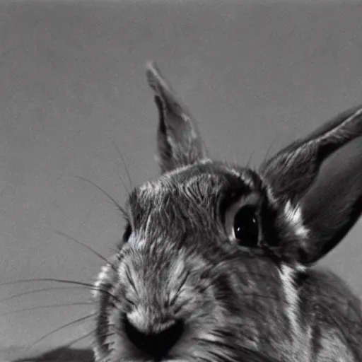 Prompt: photorealistic photo of a rabbit in the seven samurai, film still,