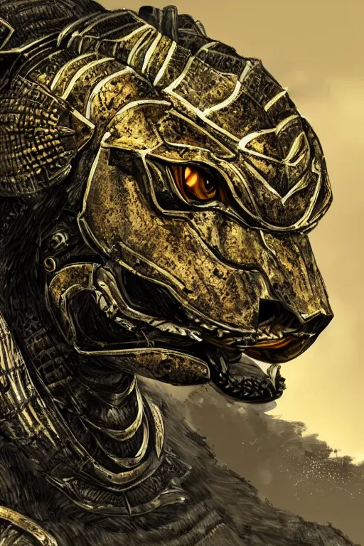 Prompt: portrait of a armored tiger knight. hyper realistic digital art. intricate. high detail.