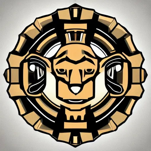 Prompt: lion icon, dieselpunk, symmetric