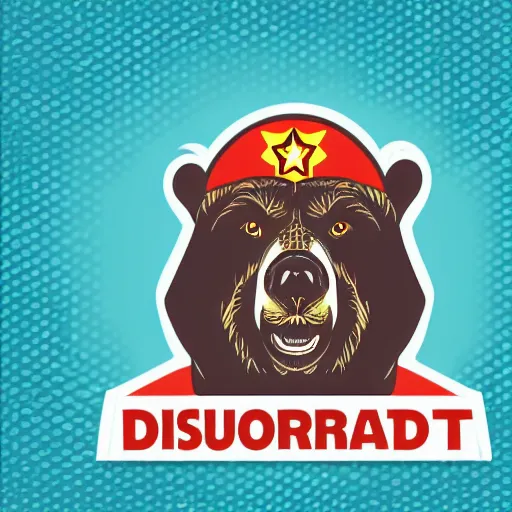 Image similar to Propaganda poster of a dictator bear, sticker, highly detailed, colorful, illustration, drama, smooth and clean vector curves, no jagged lines, vector art, smooth