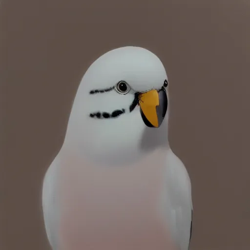 Prompt: an oil painting of a pale pink budgie with black spots, full hd, ue5, ue4, unreal engine 5, artstation