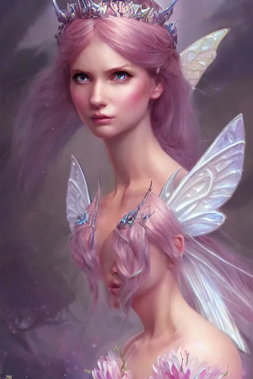 Image similar to fairy princess, highly detailed, d & d, fantasy, highly detailed, digital painting, trending on artstation, concept art, sharp focus, illustration, art by artgerm and greg rutkowski and magali villeneuve