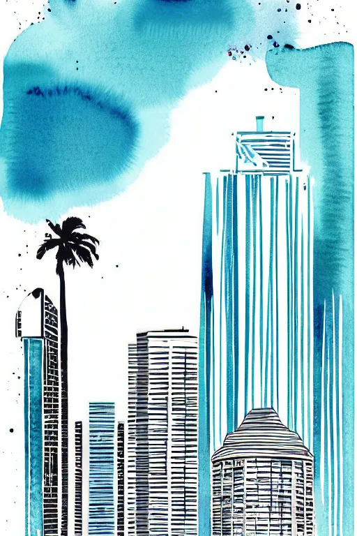 Image similar to minimalist watercolor art of miami, illustration, vector art