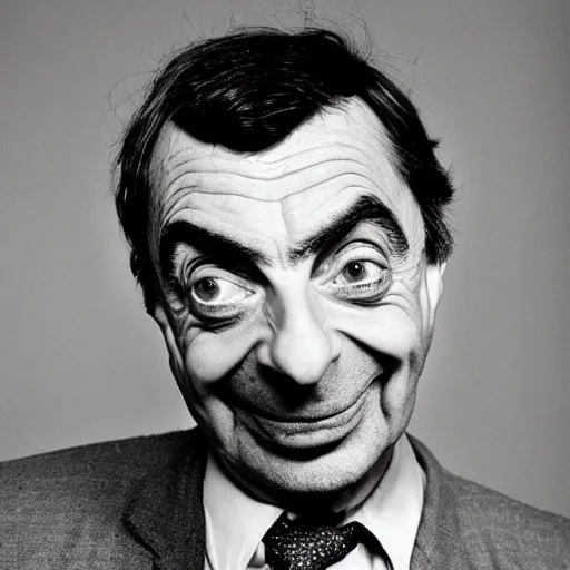 Prompt: “A Richard Avedon portrait of Mr. Bean”