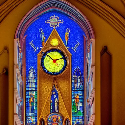 Image similar to a large church with a clock on the top of it, a mosaic by avigdor arikha, trending on unsplash, orphism, photo taken with ektachrome, photo taken with nikon d 7 5 0, photo taken with provia