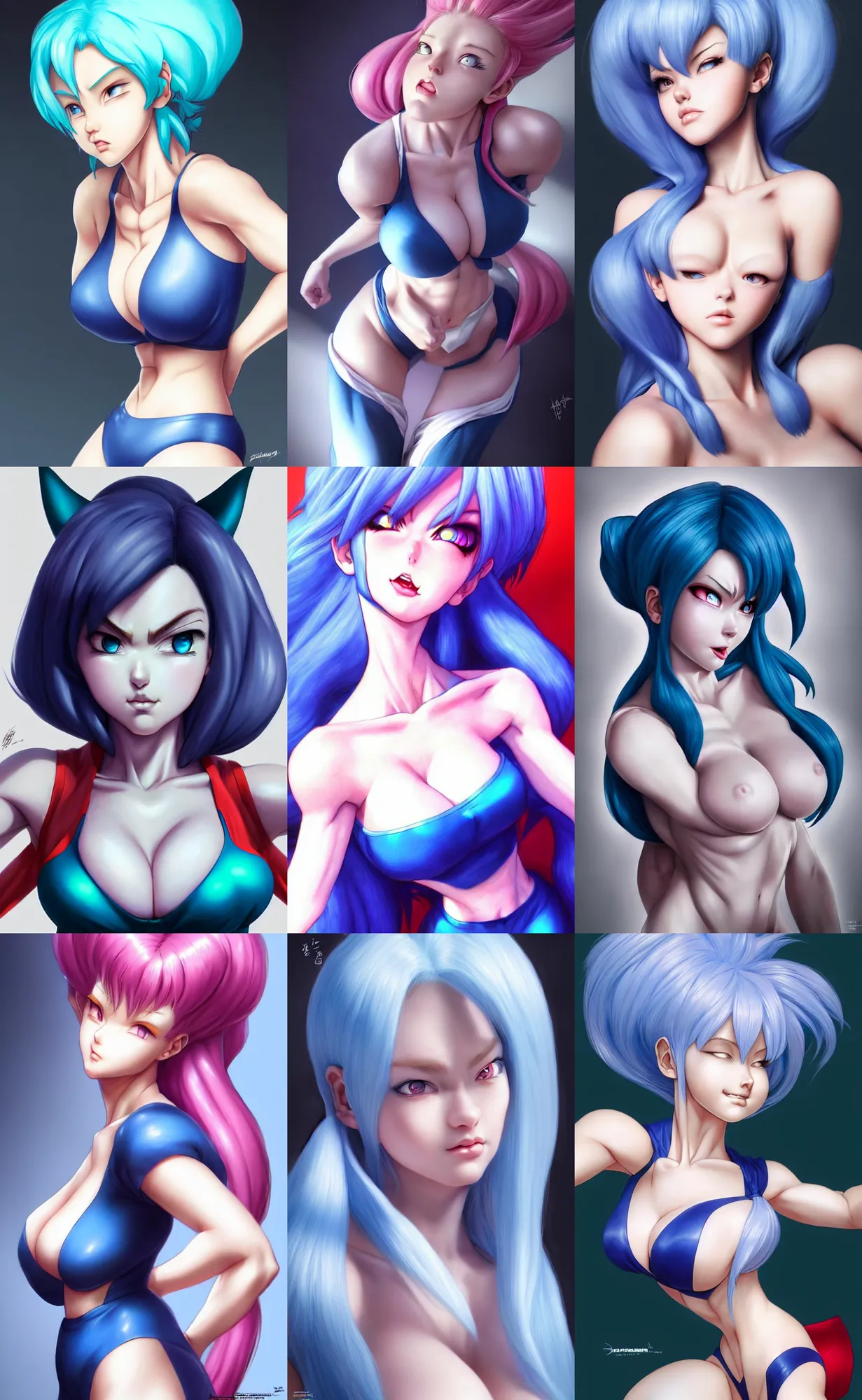 Prompt: gorgeous!! hyper - realistic giant woman resembling bulma + felicia from darkstalkers | drawn by artgerm, drawn by wlop, drawn by jeehyung lee | intricate, high detail, ultra graphics, photorealistic, symmetrical, cinematic, smooth, sharp focus, character design, expressive, cute, beautiful!!