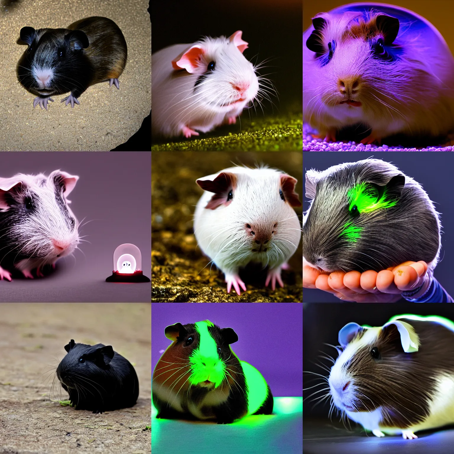 Prompt: a bioluminescent guinea pig