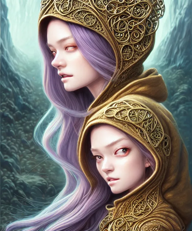 Image similar to Portrait of The Most Beautiful Woman On Earth , D&D, fantasy, intricate, richly detailed colored 3D illustration of a beautiful ornated cute body with long metallic hair wearing a hoodie and short skirt that is happy and curious. background with completely rendered reflections, art by Range Murata and Artgerm highly detailed, digital painting, trending on artstation, sharp focus, illustration, style of Stanley Artgerm, perfect smile and tooth