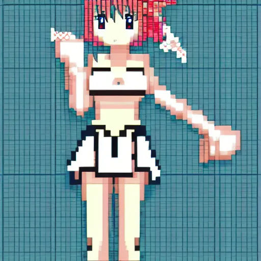 Image similar to pixel art of an anime girl