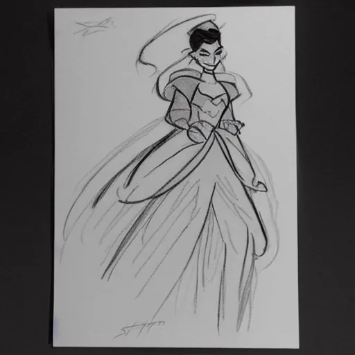 Image similar to milt kahl sketch of princess padme from star wars episode 3