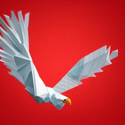 Image similar to low poly, vector, white eagle flying above an open book, icon, red background, cgsociety, artstation, octane render