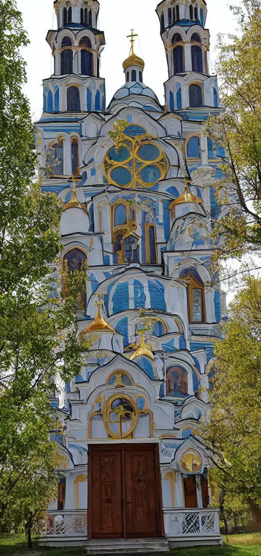 Prompt: tiny home that looks exactly like st volodymyr's cathedral.