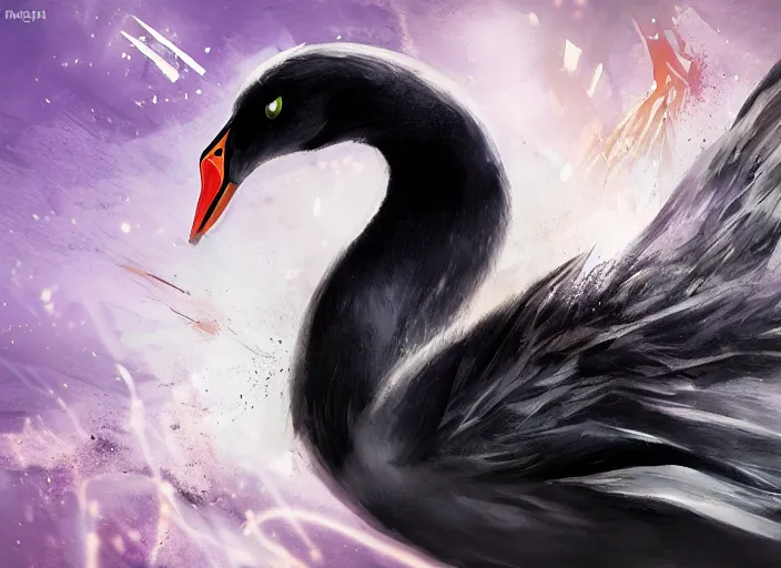 Image similar to hero splashart of a black swan