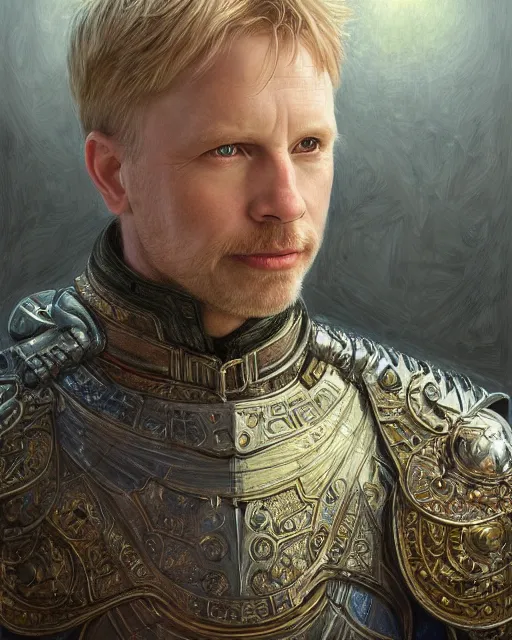 Image similar to arthur pendragon portrait, highly detailed, very intricate, cinematic lighting, painted portrait, by donato giancola and rossdraws and magali villenueve, featured on artstation