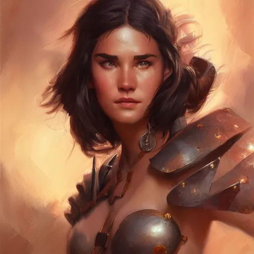 Prompt: young Jennifer Connelly as a warrior by Stanley Artgerm Lau, WLOP, Rossdraws, Frank Frazetta, Andrei Riabovitchev, Marc Simonetti, trending on artstation.