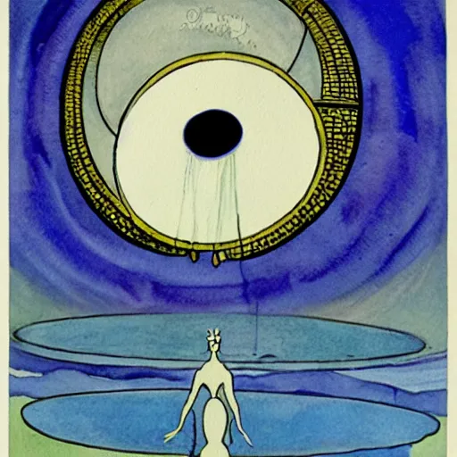 Prompt: ufo invades earth, watercolour painting by Aubrey Beardsley