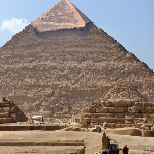 Image similar to a photograph of the great pyramid of giza in the middle of construction, dslr high resolution