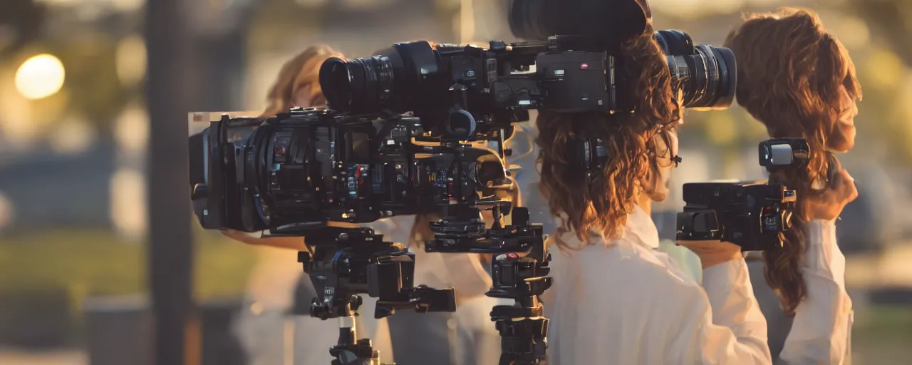 Prompt: a 3 / 4 mid close up shot of a person in a mcdonald's commercial filmed by autumn durald at sunset with an alexa lf and panavision t - series anamorphic 4 0 mm lens at t 2. 0