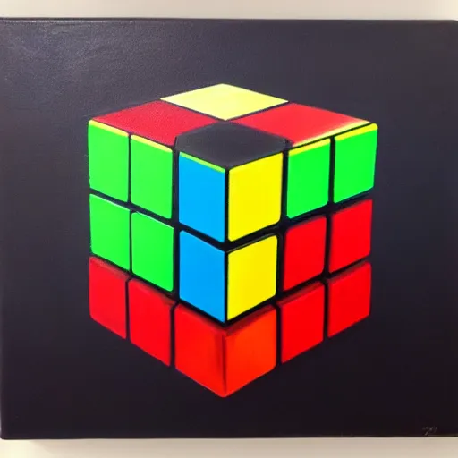 Prompt: A Rubik's cube, trending on artstation, oil on canvas