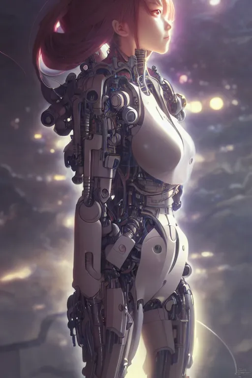 Image similar to ultra realistic, a cybernetic anime girl, sci - fi, intricate details, eerie, highly detailed, octane render, 8 k, art by artgerm and alphonse mucha and greg rutkowski, artstation