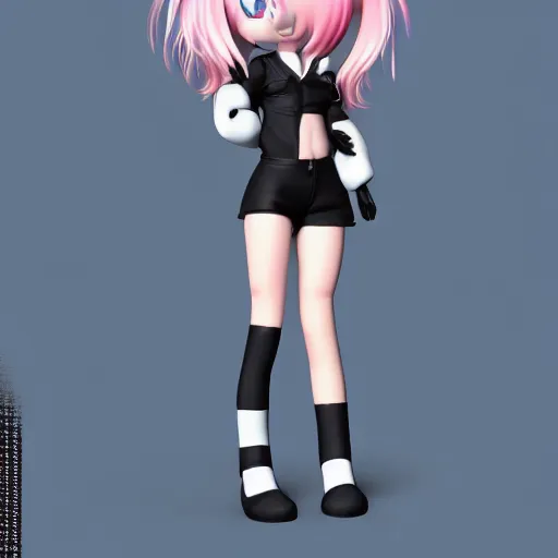 Prompt: cute fumo plush of a popstar cat girl, anime girl, idol, tomboy, artstation, bubblegum pop, black and white, vray