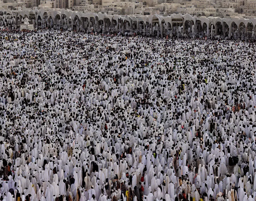 Image similar to thanos among pilgrim in mecca hajj season, photo real, Eastman EXR 50D 5245/7245