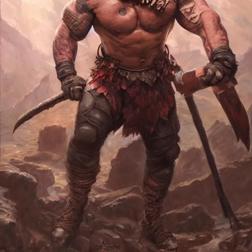 Image similar to Dwayne Johnson as a fantasy D&D berserker, portrait art by Donato Giancola and James Gurney, digital art, trending on artstation