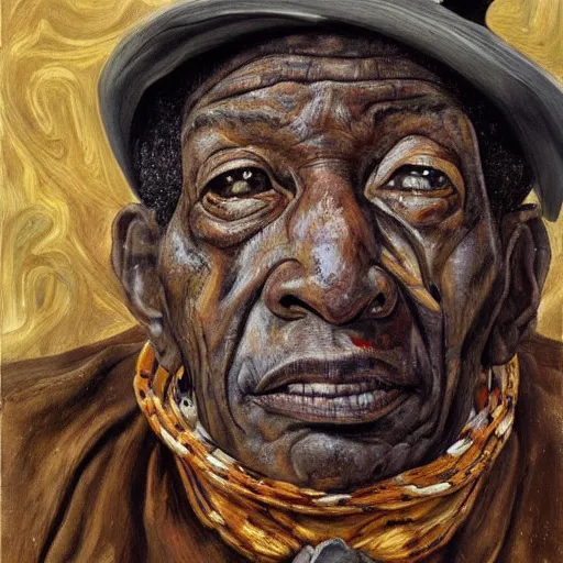 Prompt: high quality high detail painting by lucian freud, hd, portrait of a witch doctor