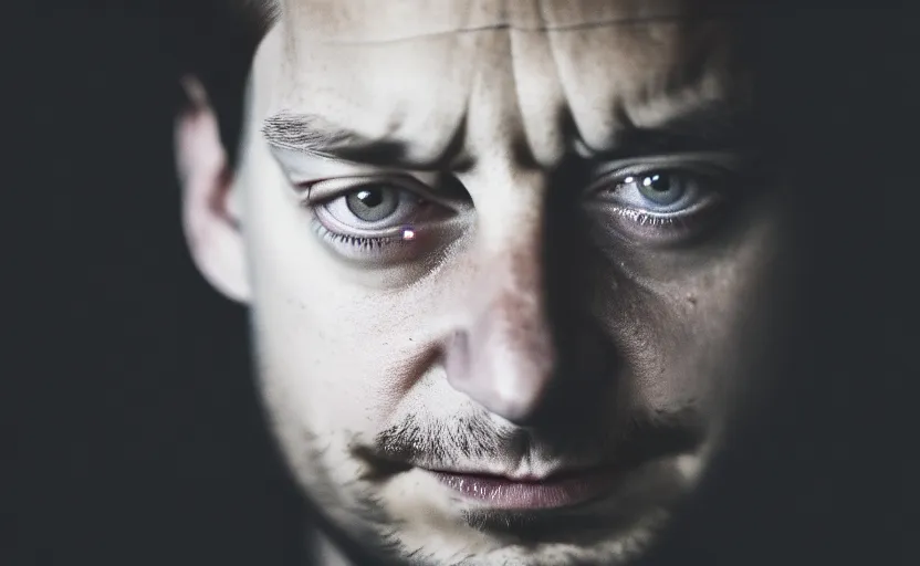 Image similar to photographic portrait of Tobey Maguire, closeup, foggy, sepia, moody, dream-like, sigma 85mm f/1.4, 15mm, 35mm, 4k, high resolution, 4k, 8k, hd, full color