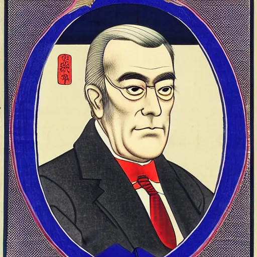 Prompt: ukiyo-e portrait of Woodrow Wilson