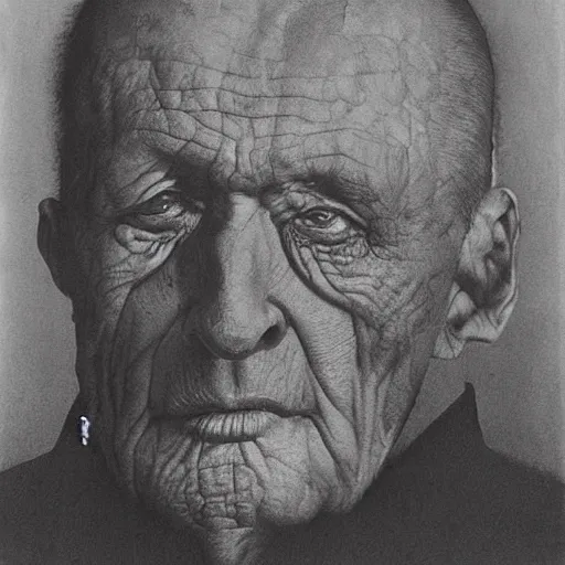 Image similar to A portrait of Zdzislaw Beksinski by Zdzislaw Beksinski