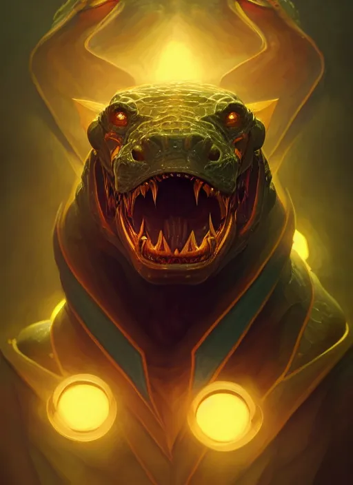 Image similar to symmetry!! portrait of renekton, league of legends, glowing lights!! intricate, elegant, highly detailed, digital painting, artstation, concept art, smooth, sharp focus, illustration, art by artgerm and greg rutkowski and alphonse mucha