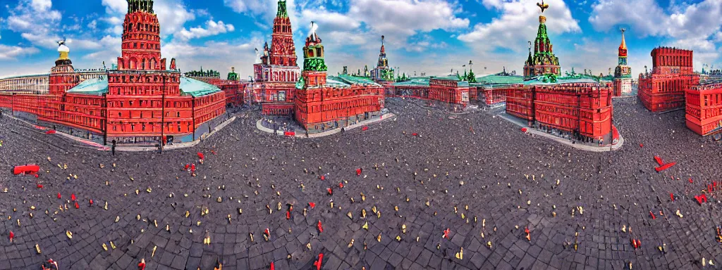 Prompt: alien predator attacks moscow red square. panorama. extreme long shot. art by ivan shihskin. extremely high detail