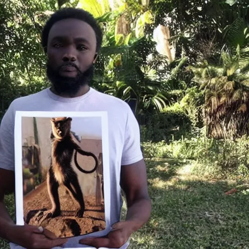 Image similar to black panther holding a monkey photograph