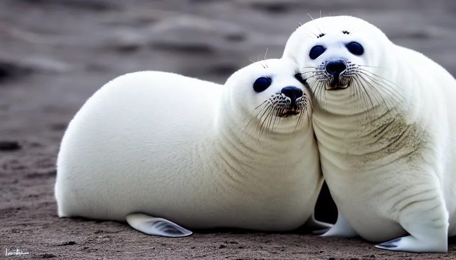 Prompt: cute furry white baby seals, extreme maximalism, 4 k resolution