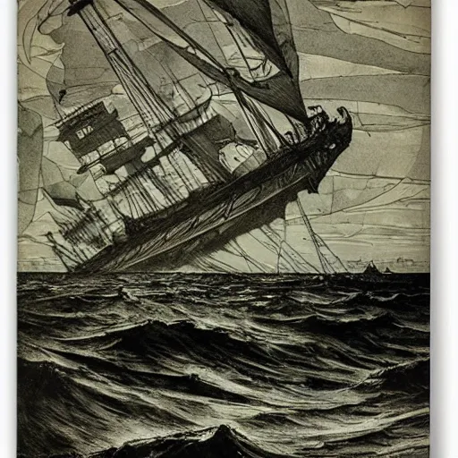 Image similar to galley on stormy seas by ed fairburn, joseph clement coll, franklin booth