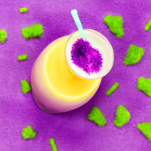 Image similar to purple plushie smoothie, furry, 4 k, neon background